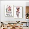 Pink Fashion Girl Flower Print Perfume Women Luxury Books Decorative Paintings Canvas Wall Art Pictures Nordic Room Decorations