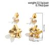 Vintage Geometric Flower Petal Pendant Drop Earrings for Women Fashion Statement Gold Color Hanging Earrings Party Zircon Gifts