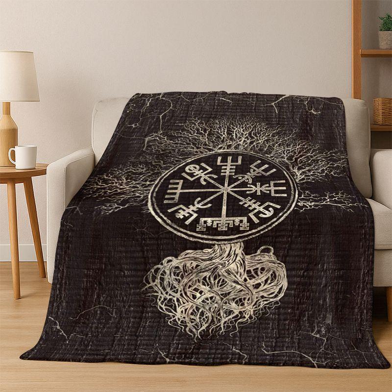 Lebensbaum Nordische Mythologie Yggdrasil Natur Cartoon Flanelldecke Weiche Wohndecke für Schlafzimmer Wohnzimmer Bett Reise Kind