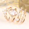 Exquisite Four Pieces Oval Zircon Ring Set for Women Fashion Jewelry Gift