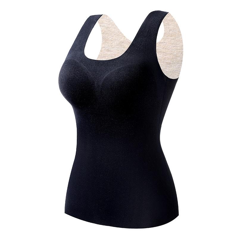 U Neck Thermal Tank Top With Built In Bra M чёрный