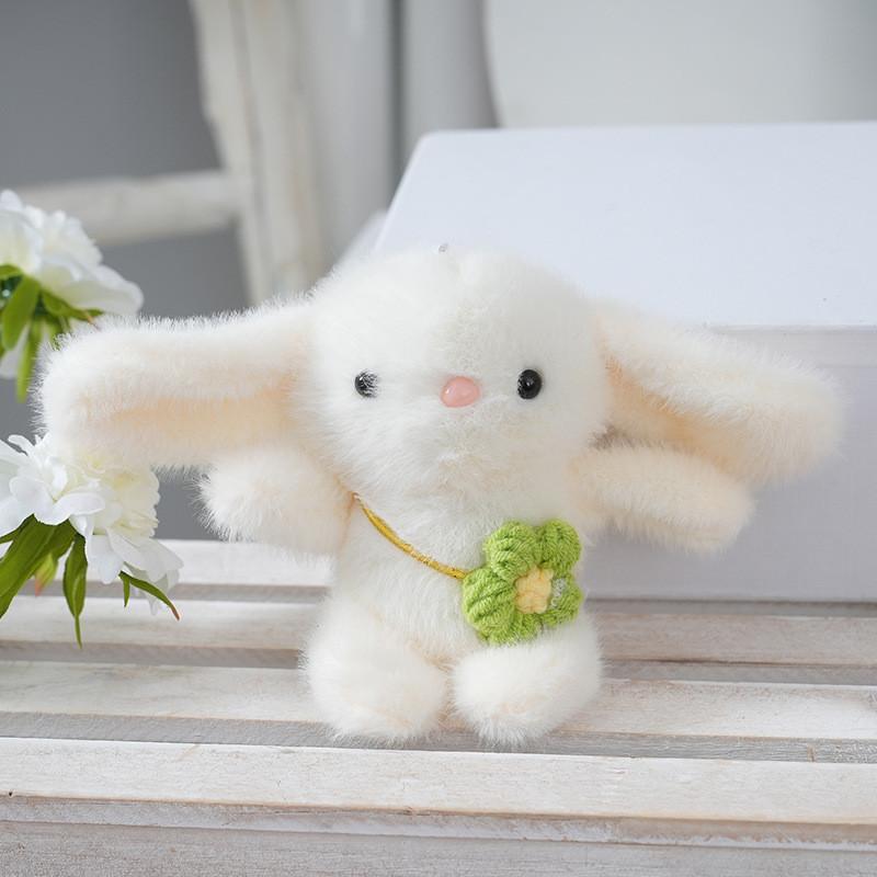 Rabbit Plush Flower Keychain Cartoon Pendant Backpack Decorations Gift Kids