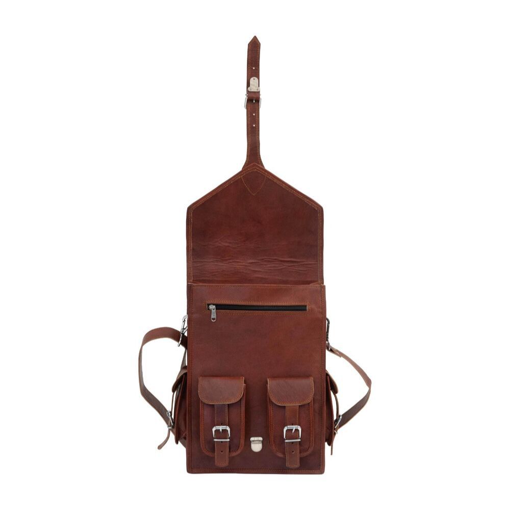 Brown Premium Leather Laptop Backpack Work Stylish and Practical 2-in-1 Design