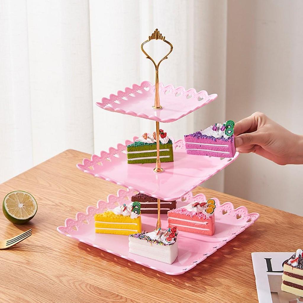 6pcs Cake Stand Afternoon Tea Wedding Plates Party Embossed Tableware Holder