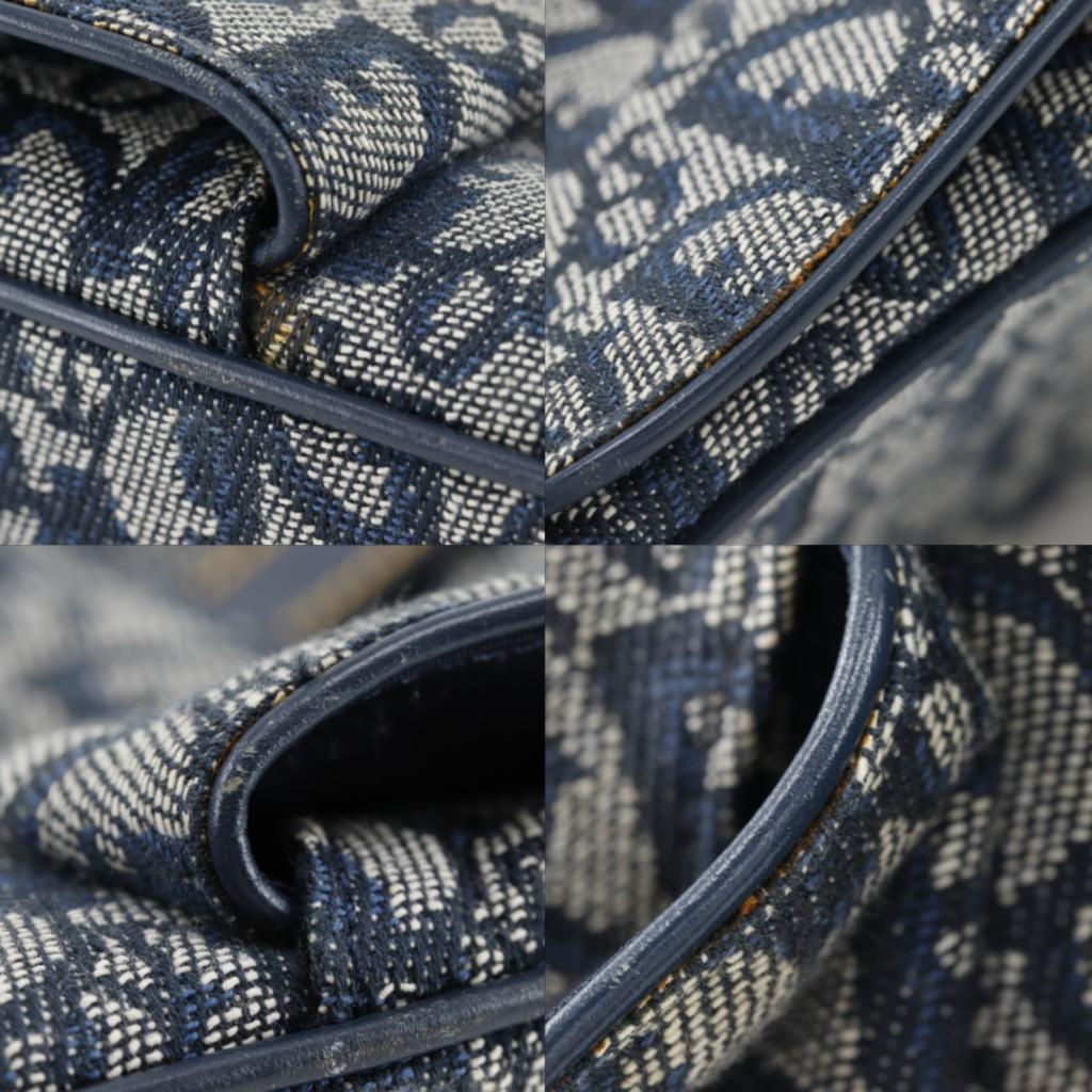 Dior Double saddle Handbag Trotter Navy blue canvas Women Used
