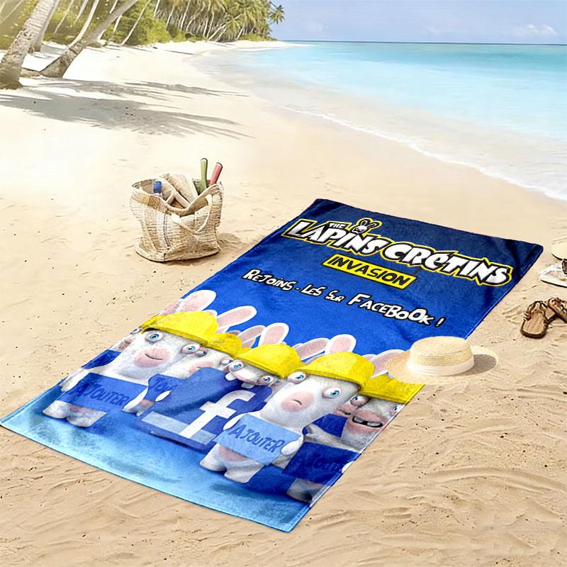 Rabbids Invasion Tale Print Beach Towel, Large Soft Quick Dry Towel for Beach Camping Swimming