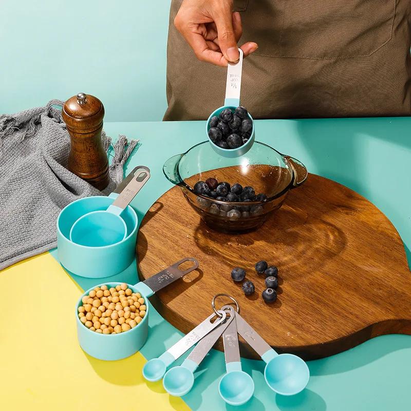 8PCS/Collection Stainless-steel Measurement Cup and Spoon Collection featuring Measurer designed for Accurate Baking and Cooking Grain Dessert