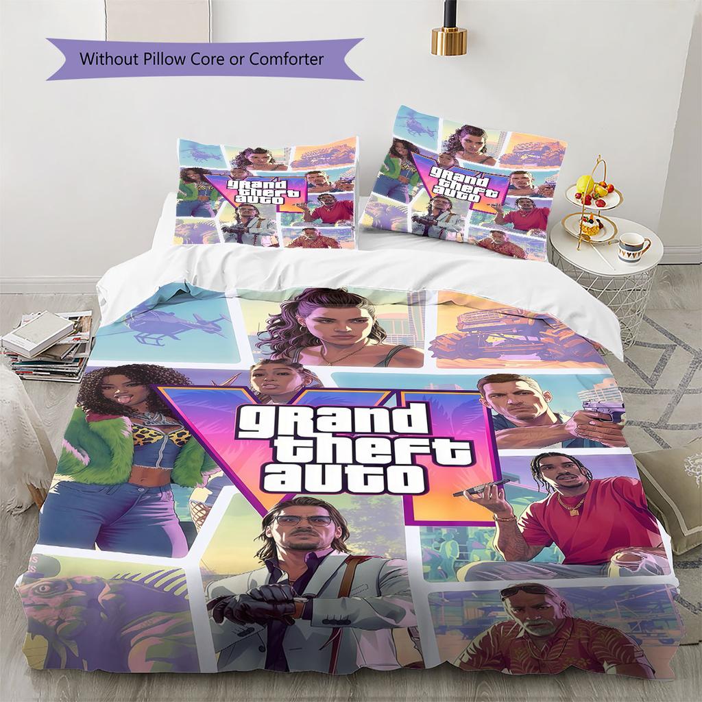 GTA Pride Bedding Quilt Set Quilt Cover Pillowcase Home Decoration Birthday Gift (1 * Duvet Cover + 2 * Pillowcase, Without Core)