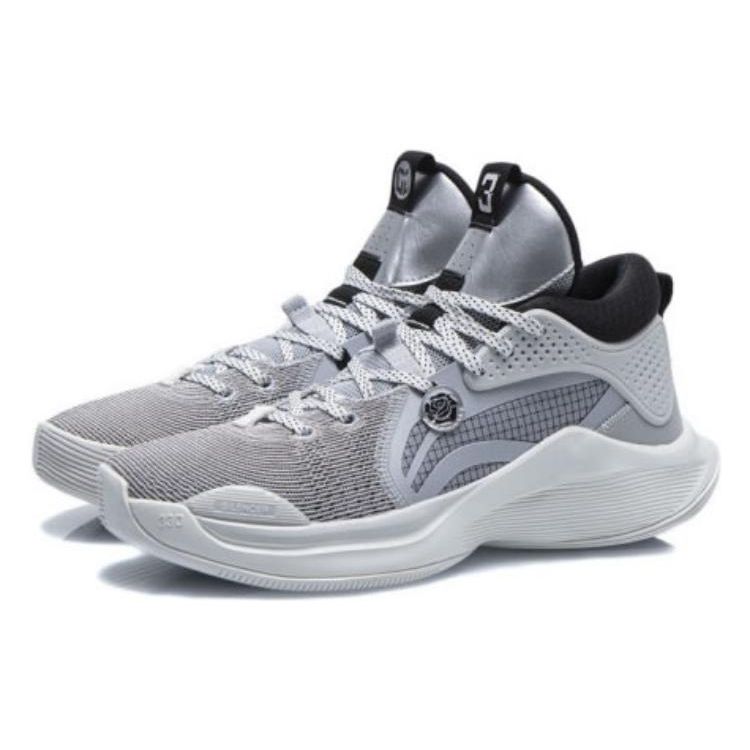 Li Ning Silencer CJ Comfortable Versatile Shock Absorbing Non-Slip Wear-Resistant Mid-Top Basketball Shoes Men Sneakers Gray ABPQ049-6