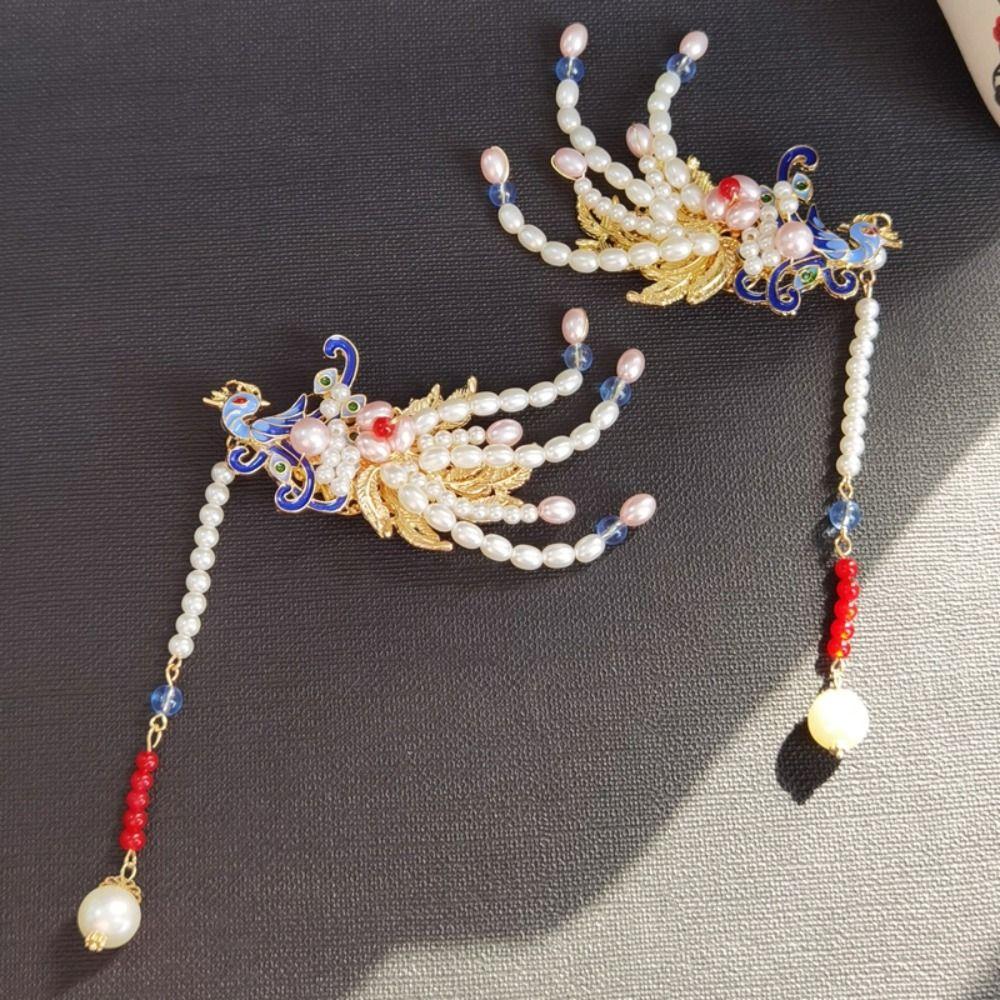 Phoenix Hanfu Hair Stick Tassel Hanfu Headwear Exquisite Chinese Style Hairpin  Women