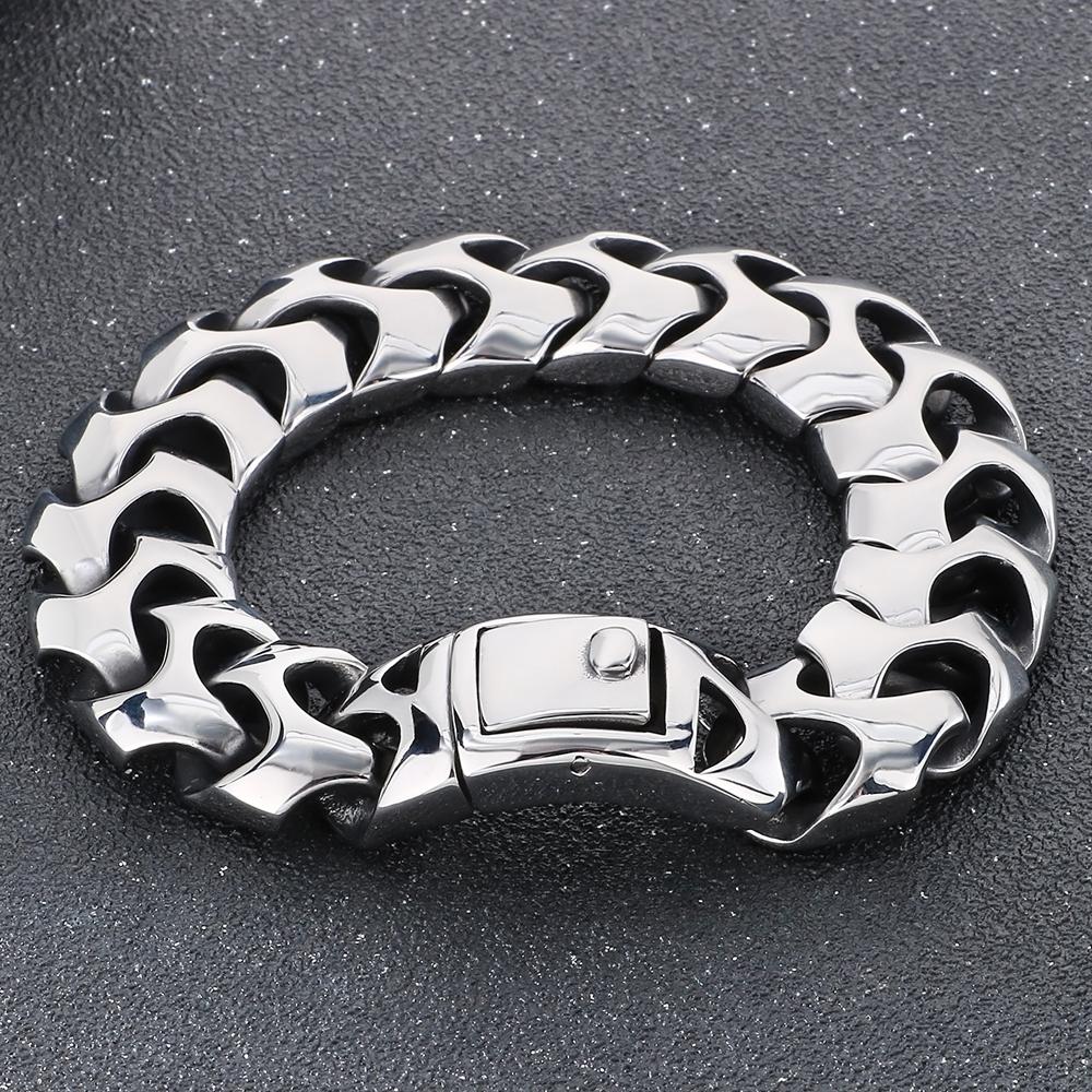 Brățară Cool Solidă din Oțel Inoxidabil pentru Bărbați Accesorii Bijuterii pentru Bărbați Mat Periat Lățime 18MM Lanț Cuban Keel Brățări pentru Bărbați