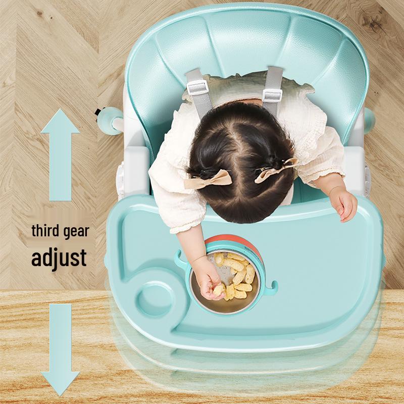Adjustable Portable High Chair for Infants - Foldable Children's Dining Seat with Double Layer Tray