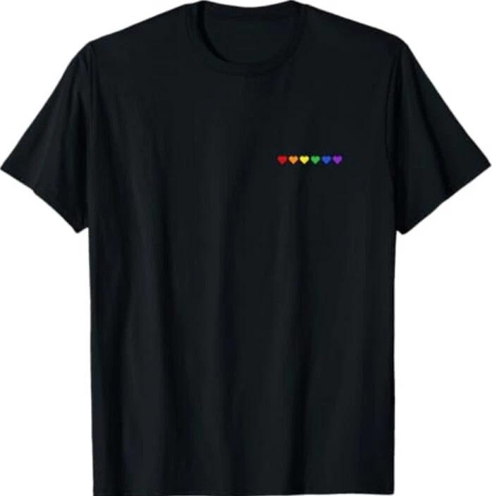 

Tiny Rainbow Hearts Subtle Pride Month Flag LGBT Gay Rights T-Shirt L