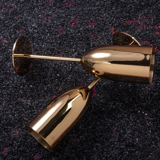 Wine Glass 2 Piece Gold, 350ml Wine Goblet Champagne Glasses for Party, Home, and Restaurant Perfect for Juice, Champagne