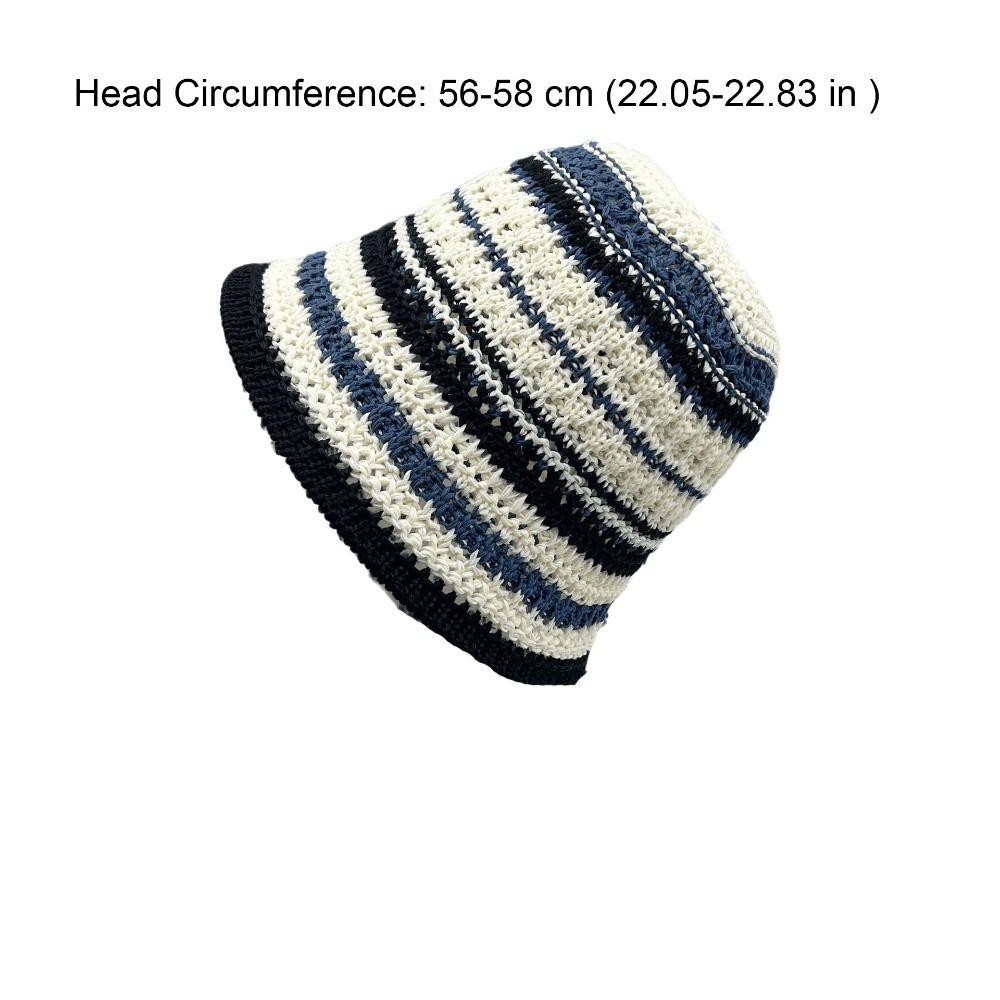 Casual Colorful Knitted Bucket Hat Temperament Hollow Fisherman Hat Korean Style Breathable Sunshade Basin Cap Summer