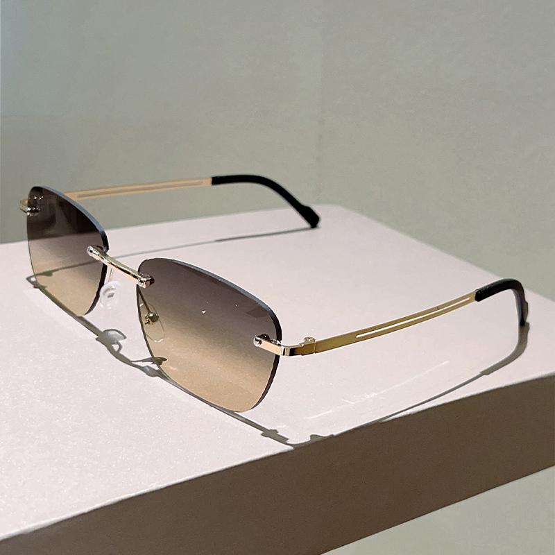 Vintage Rimless Sunglasses Men New Fashion Multi-color Casual Shades Women Trendy Luxury Brand Design Decor Sun Glasses