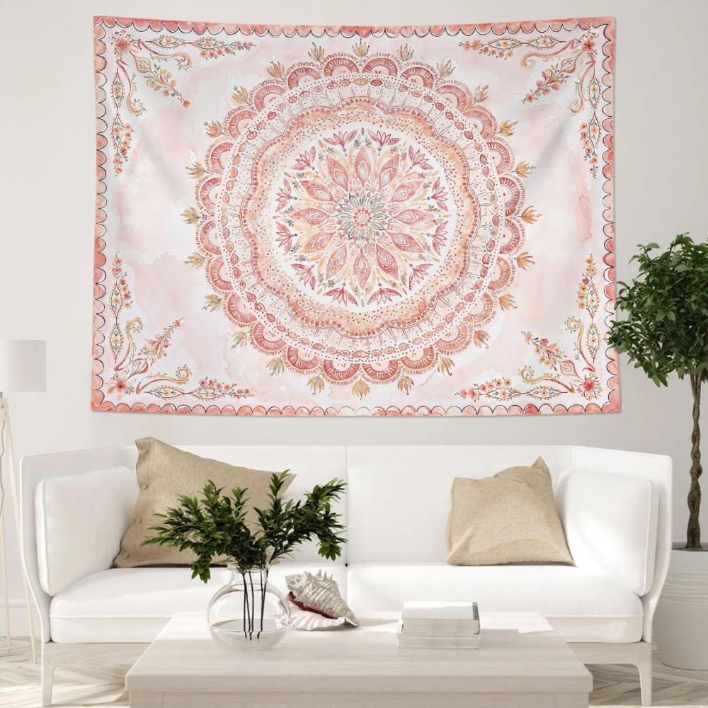 Bohemian Floral Mandala Tapestry Aesthetic Watercolour Hippie Bedroom Living Room Dormitory Hanging Cloth Home Decor