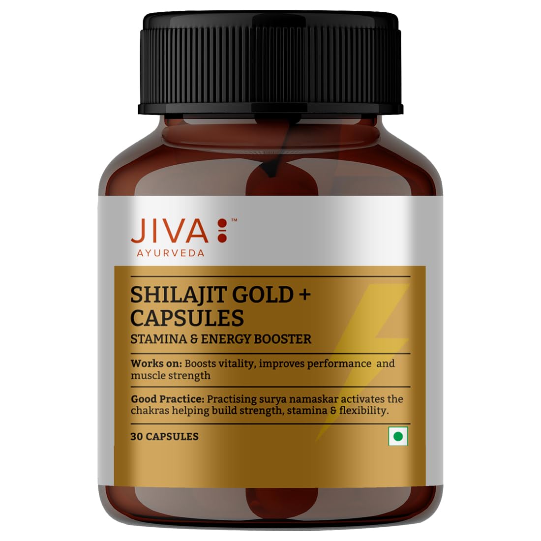 

Jiva Ayurveda Gold Shilajit 30 Capsules Pack of 1 Energy Booster Stamina Enhancer Natural Vitality Supplement