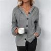 Solid Color Hooded Single Breasted Sweater Women's Autumn and Winter New Drawstring Knitted Cardigan Coat Women