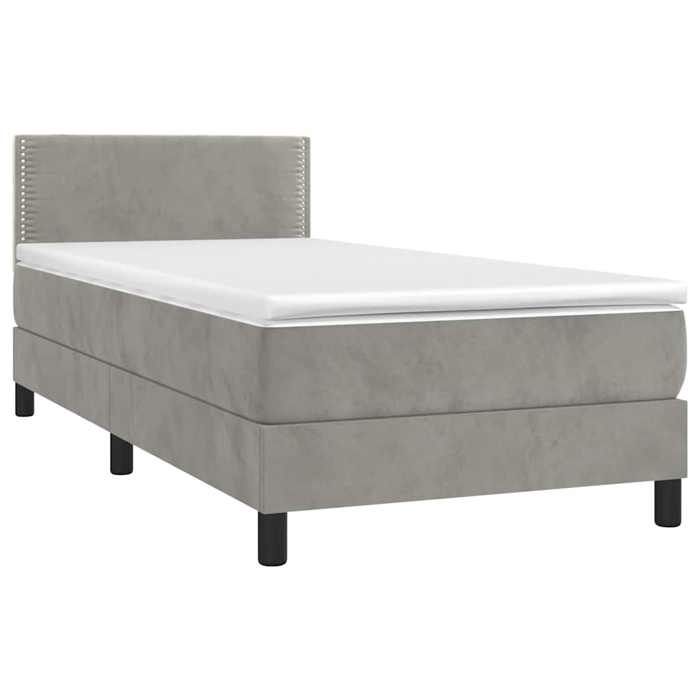 Maison Exclusive - Sommier à lattes de lit avec matelas et LED Gris clair 90x190cm