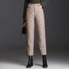 Donzen katoenen broek voor dames Casual warme rechte broek Grote maat Baggy enkellange broek Winddichte gewatteerde broek met hoge taille