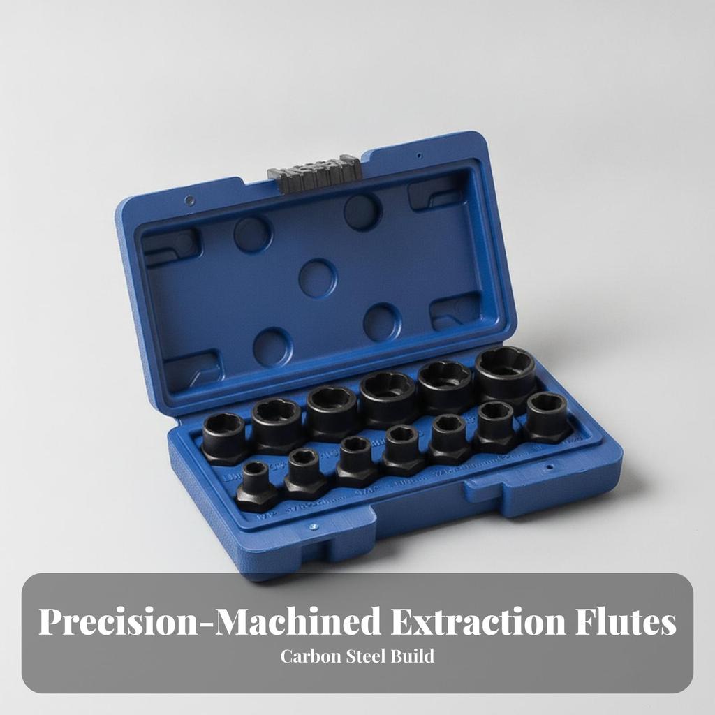 Heavy Duty Bolt Extractor Kit | Nut and Set, for Mechanical Maintenance 40CR 13PC