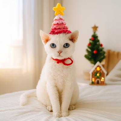 Christmas Dog Santa Hats Bulk Pet Crochet Dog Hats Halloween Christmas Costume Outfit Cap Warm Winter Cats Holiday Party Props