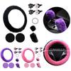 10Pcs Car Steering Wheel Cover Cute Winter Plush Car Handle Set For Women With Cup Holders Decorations Automobile Interior Parts