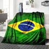 Bandeira Brasileira Print Flannel Blanket High Quality Warm Comfortable Cover for All Seasons Perfect for Gifts Home Decor