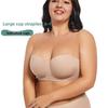 Biustonosz Strapless Plus Size Damski Cienki Miseczka Biustonosz Bandeau Odpinane Ramiączka Niewidoczny Antypoślizgowy Top Rurka Bezszwowy Komfort Bielizna
