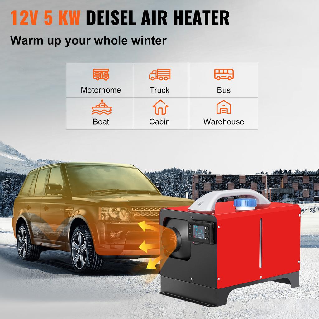 SucceBuy 8KW 12V Car Heater Diesel Air Heater All in One with Silencer for Car Bus Trailer RV Diesel Vehicle Parking Heater