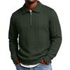 Men's Long Sleeve Jacquard Polo Shirt Half Zipper Collar Knit Sweater Pullover Casual Pullover Top