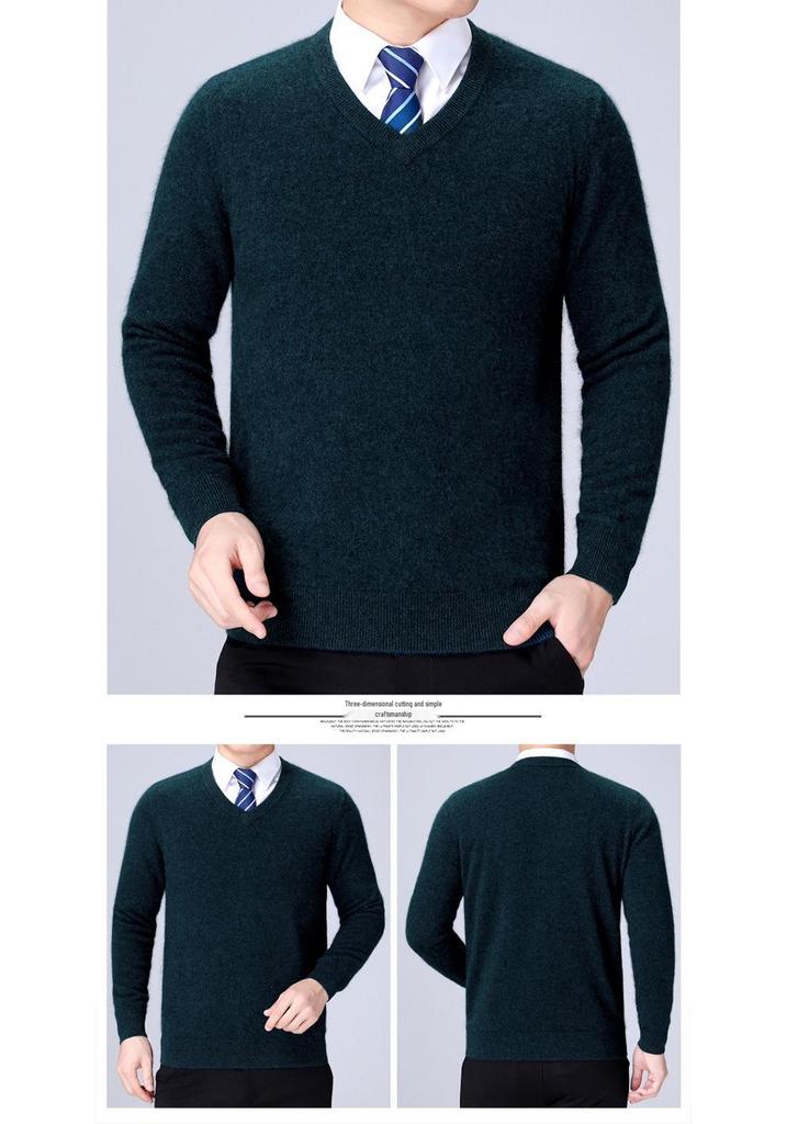 Men's Winter V-Neck Knit Sweater for Casual or Business Wear