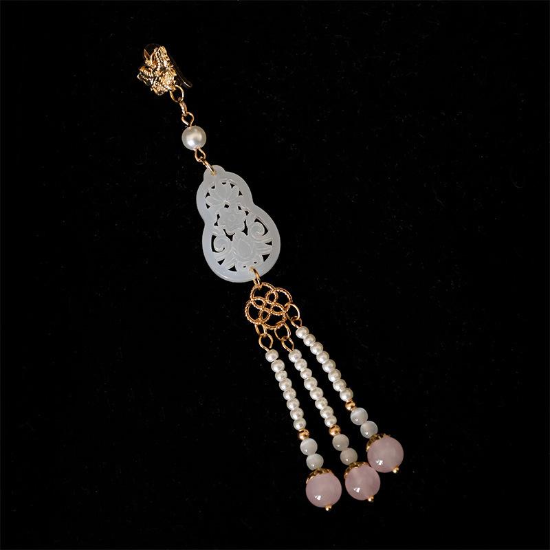Cheongsam Pressed Collar Hanfu Tea Suit with Retro Xiangyunsha and Versatile Brooch Tassel Pendant
