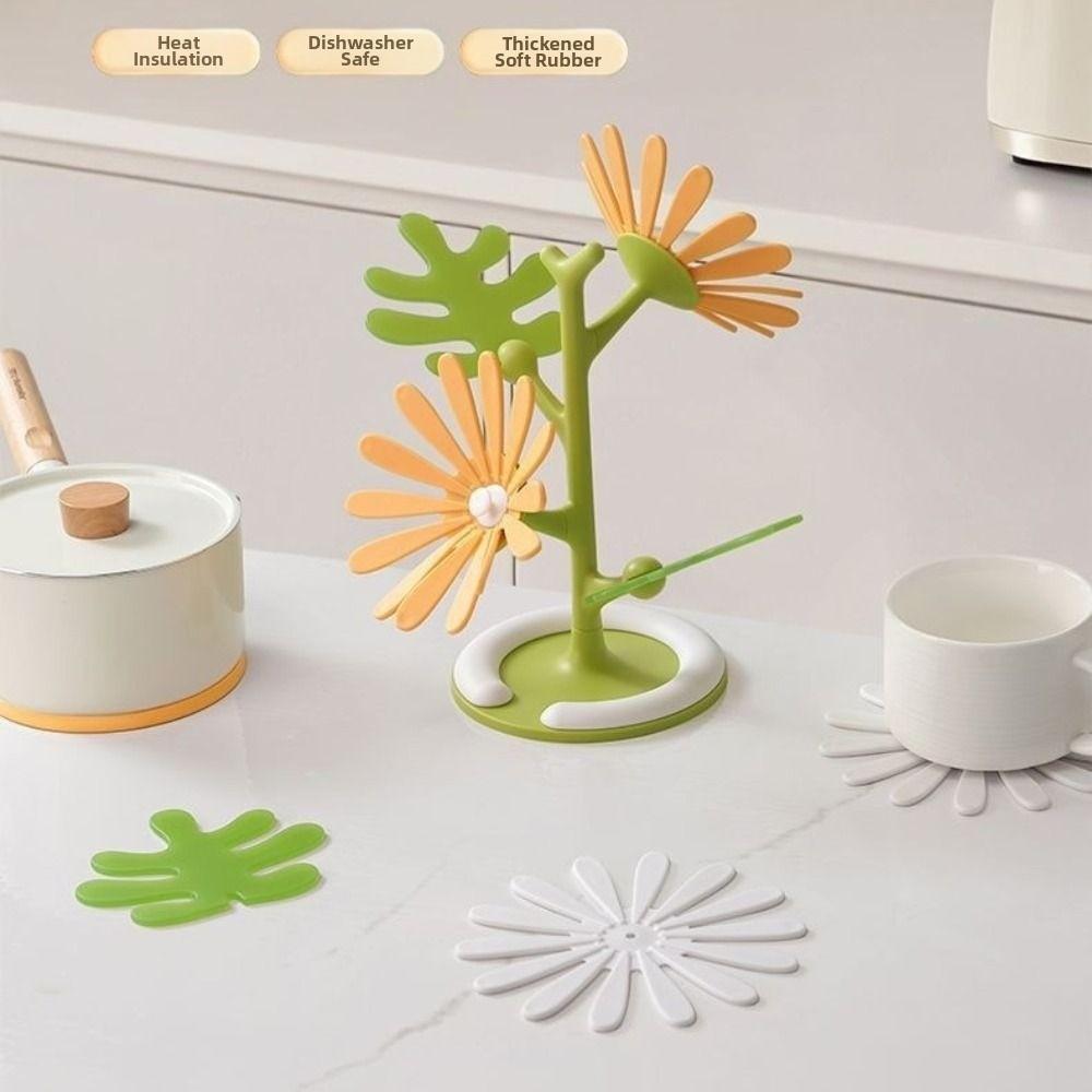 Creative Tree Shape Table Mat Heat Resistant Daisies Coaster Hot Dishes Trivets  Kitchen Trivets