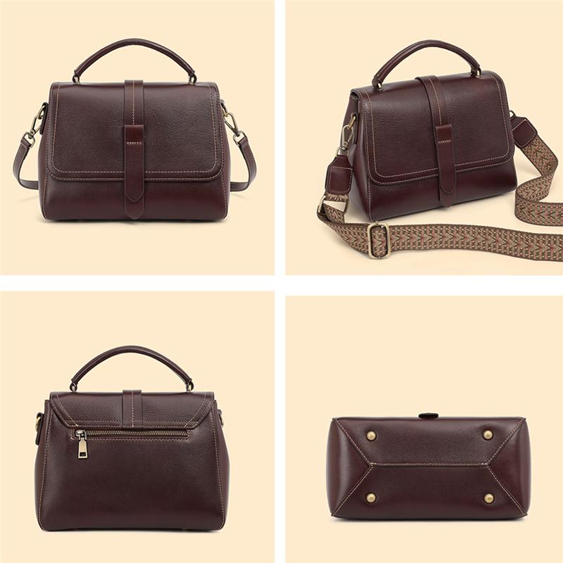 Burminsa Cowhide Genuine Leather Shoulder Bags For Women 2026 Luxury Designer Wide Strap Crossbody Satchel Work Ladies Handbags