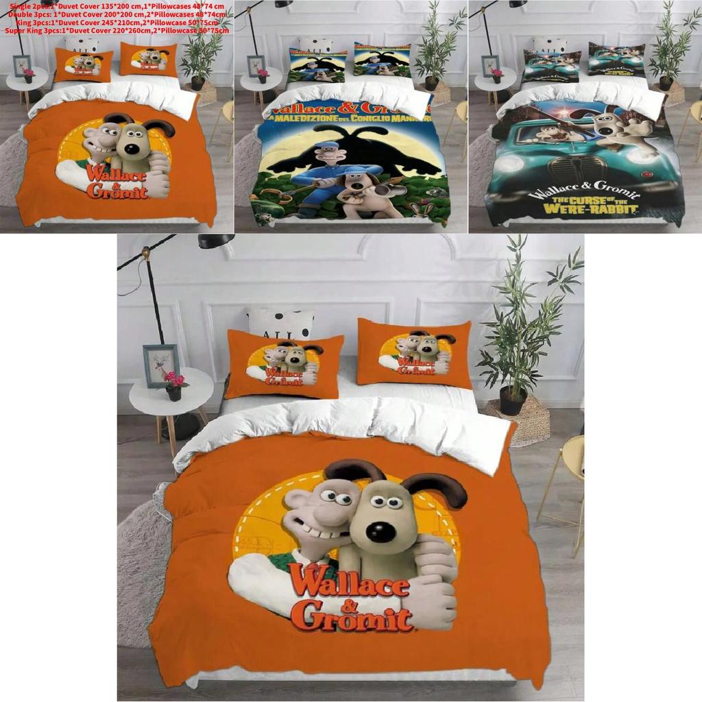Wallace Gromit Bedding Set With Active Dye Printing For Kids And Adults Bed Cover Set