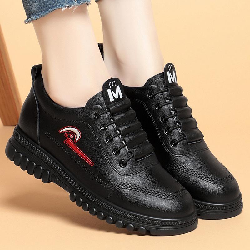 Women Water Proof Solid Comfort Sneakers Breathable Sports Shoes Outdoor Walking Flats Spring Casual Soft Leather Shoes