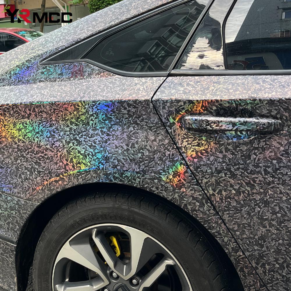 High Glossy Silver Carbon Fiber Vinyl Wrap Cover Viscose Car Sticker High Quality Car Hood Roof Sticker Cover Film Car Accessory