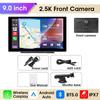 Srnubi 2.5K 9 inch Dash Cam Car DVR Wireless Carplay&Android Auto GPS Navigation Video Recorder Dashboard Dual Lens Wifi FM AUX