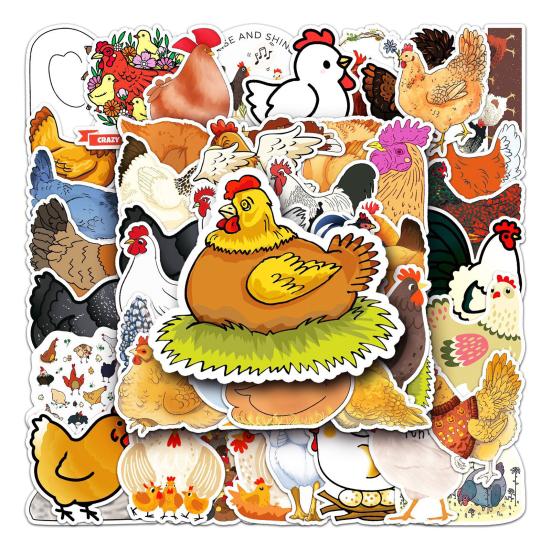 50Pcs Cartoon Chicken Stickers Cute Waterproof Self-adhesive Cute Animal Decals DIY Car Skateboard Laptop Motorcycle Graffiti Stickers