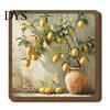 Vintage Lemon Oil Painting Decor Wooden Tabletop Sign, Pastoral Farmhouse Decorative Plaque with Handcrafted Art Iron Stand, Rustic Desktop