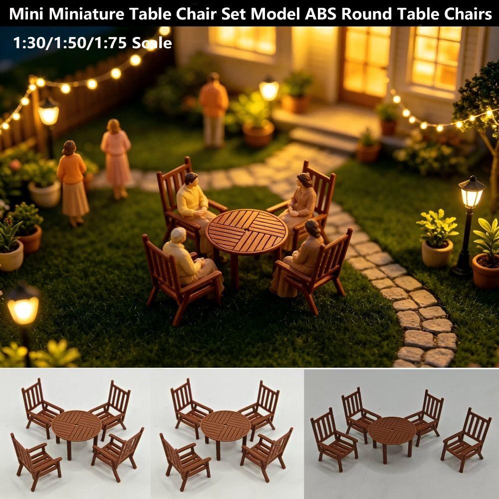 1Set Indoor House Materials 1:30/1:50/1:75 Scale ABS Round Table Chairs