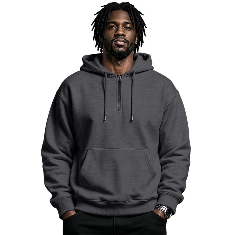 Men S Winter Fleece Hooded Sweatshirt Zipper Casual Loose Fit