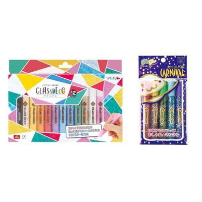 Yamato Glass Deco Zestaw 12 Kolorów GDS12TN Klej Brokatowy Karnawał 10,5 ml GGV10H 5 Kolorów