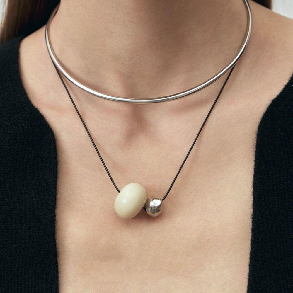 Korean Style Cord Necklace Vintage Trend Choker Fashion Bead Pendant Necklace  Women