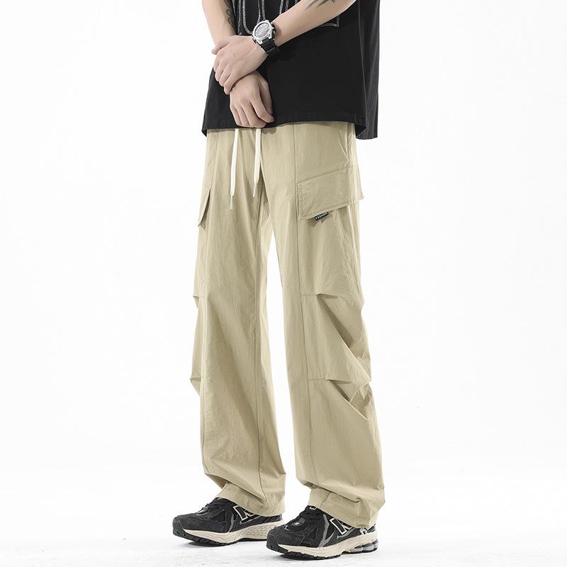 American trendy brand outdoor tooling paratrooper pants thin men's summer new loose casual straight ice silk trousers