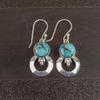 Blue Copper Turquoise Handmade Gemstone Earrings, 925 Solid Sterling Silver Earrings Antique Jewelry, For Engagement Gift