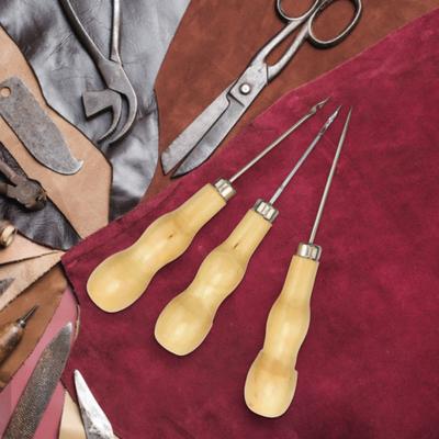 1 Set Punching Cone Sharp Tip Wood Handle Comfortable Grip Rust-proof Shoe Repair Cone Auxiliary Tool Sewing Shop Supply