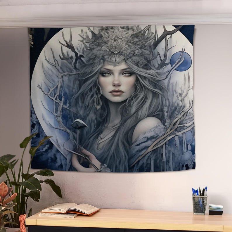 Moon Goddess and Full Moon tapestry 75x100